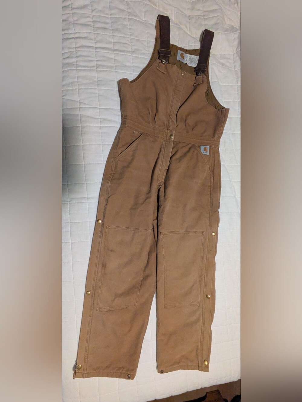 Carhartt Insulated Brown Duck Bib Overalls Women's Work Jumpsuit